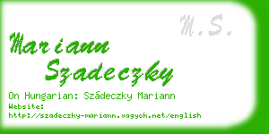 mariann szadeczky business card