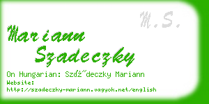 mariann szadeczky business card